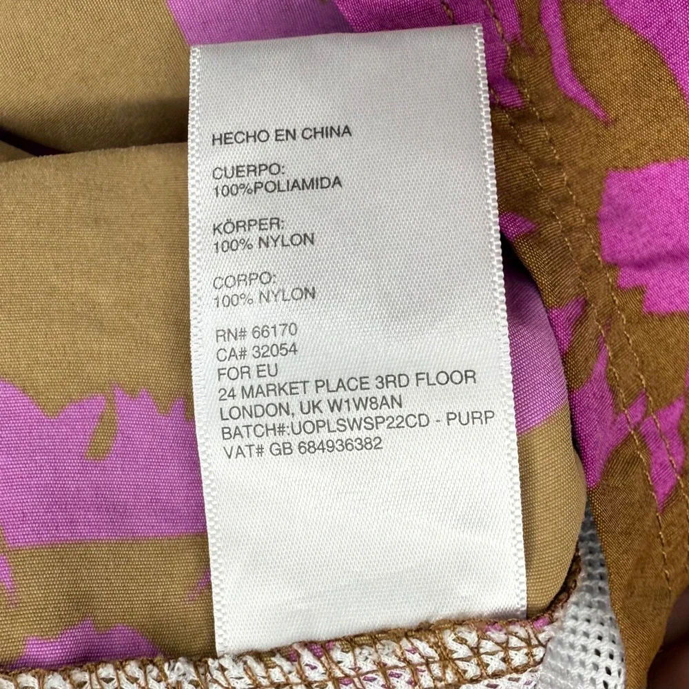 Urban Outfitters Daisy Checkerboard Print Swim Shorts Trunks Purple Brown Medium